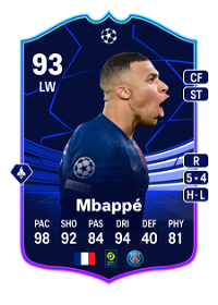 Kylian Mbappé UEFA CHAMPIONS LEAGUE TEAM OF THE TOURNAMENT 93 Overall Rating