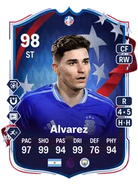 Julián Álvarez Copa América Path to Glory 98 Overall Rating