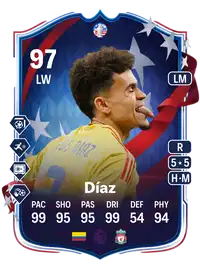 Luis Díaz Copa América Path to Glory 97 Overall Rating