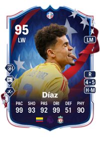 Luis Díaz Copa América Path to Glory 95 Overall Rating