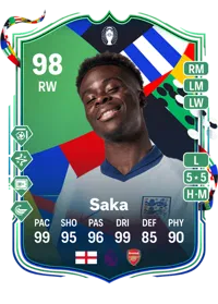 Bukayo Saka UEFA EURO Path to Glory 98 Overall Rating