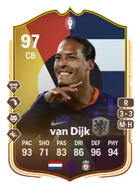 Virgil van Dijk UEFA EURO Make Your Mark EA FC 24 - 97 - Rating and ...