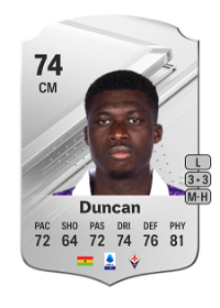 Alfred Duncan Rare 74 Overall Rating