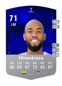 Fredy Hinestroza CONMEBOL Sudamericana 71 Overall Rating