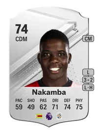 Marvelous Nakamba Rare 74 Overall Rating