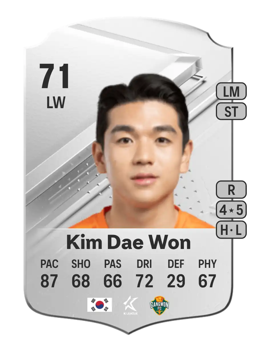 Kim Dae Won Rare 71 Overall Rating