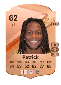 Omari Patrick Rare 62 Overall Rating