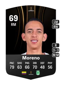 Neyder Moreno CONMEBOL Libertadores 69 Overall Rating