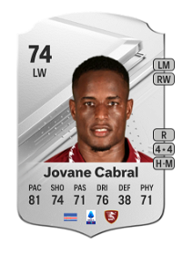 Jovane Cabral Rare 74 Overall Rating