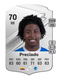 Ángelo Preciado Rare 70 Overall Rating