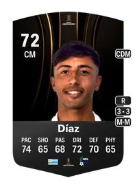 Fabricio Díaz CONMEBOL Libertadores 72 Overall Rating