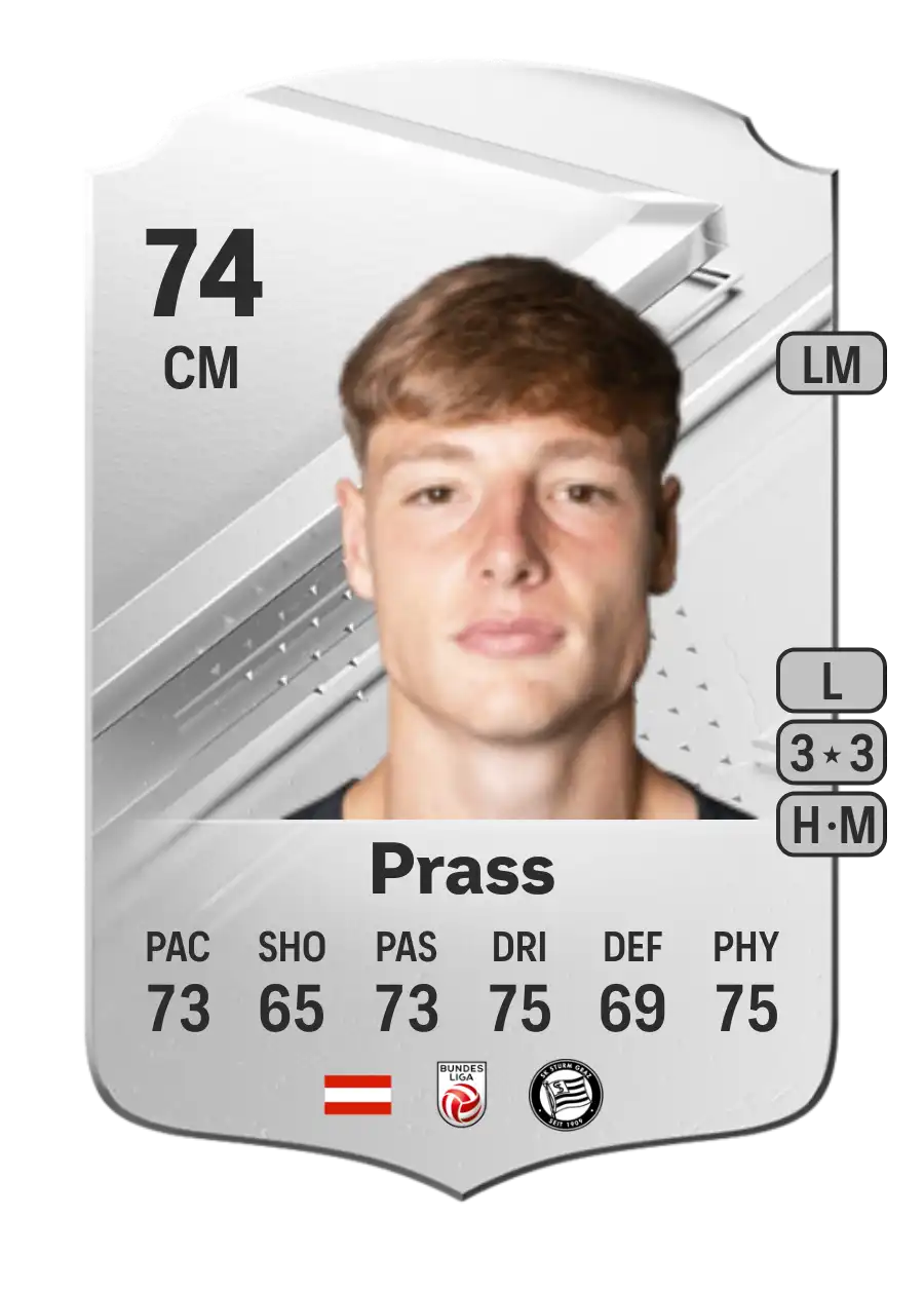 Alexander Prass Rare 74 Overall Rating