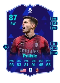 Christian Pulisic POTM SERIE A 87 Overall Rating