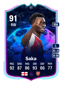 Bukayo Saka UCL Road to the Knockouts 91 Overall Rating