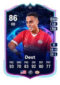 Sergiño Dest UCL Road to the Knockouts 86 Overall Rating