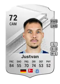 Julian Justvan Rare 72 Overall Rating