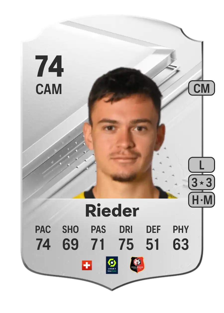 Fabian Rieder Rare EA FC 24 - 74 - Rating and Price | FifaUTBin