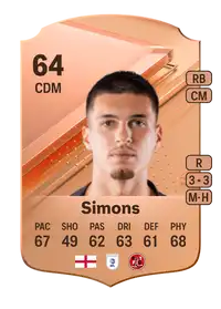 Xavier Simons Rare 64 Overall Rating