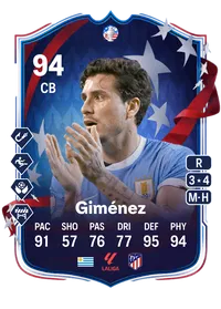 José María Giménez Copa América Path to Glory 94 Overall Rating