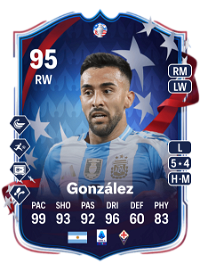 Nicolás González Copa América Path to Glory 95 Overall Rating