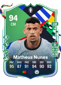 Matheus Nunes UEFA EURO Path to Glory 94 Overall Rating