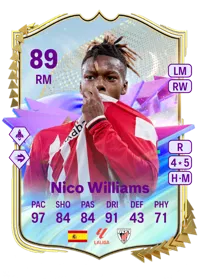 Nico Williams Future Stars 89 Overall Rating