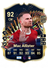 Alexis Mac Allister Team of the Season 92 Overall Rating
