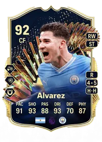 Julián Álvarez Team of the Season 92 Overall Rating