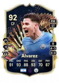 Julián Álvarez Team of the Season 92 Overall Rating