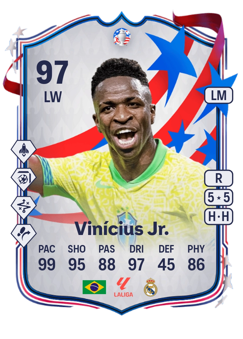 Vinícius Jr. Copa América Team of the Tournament 97 Overall Rating