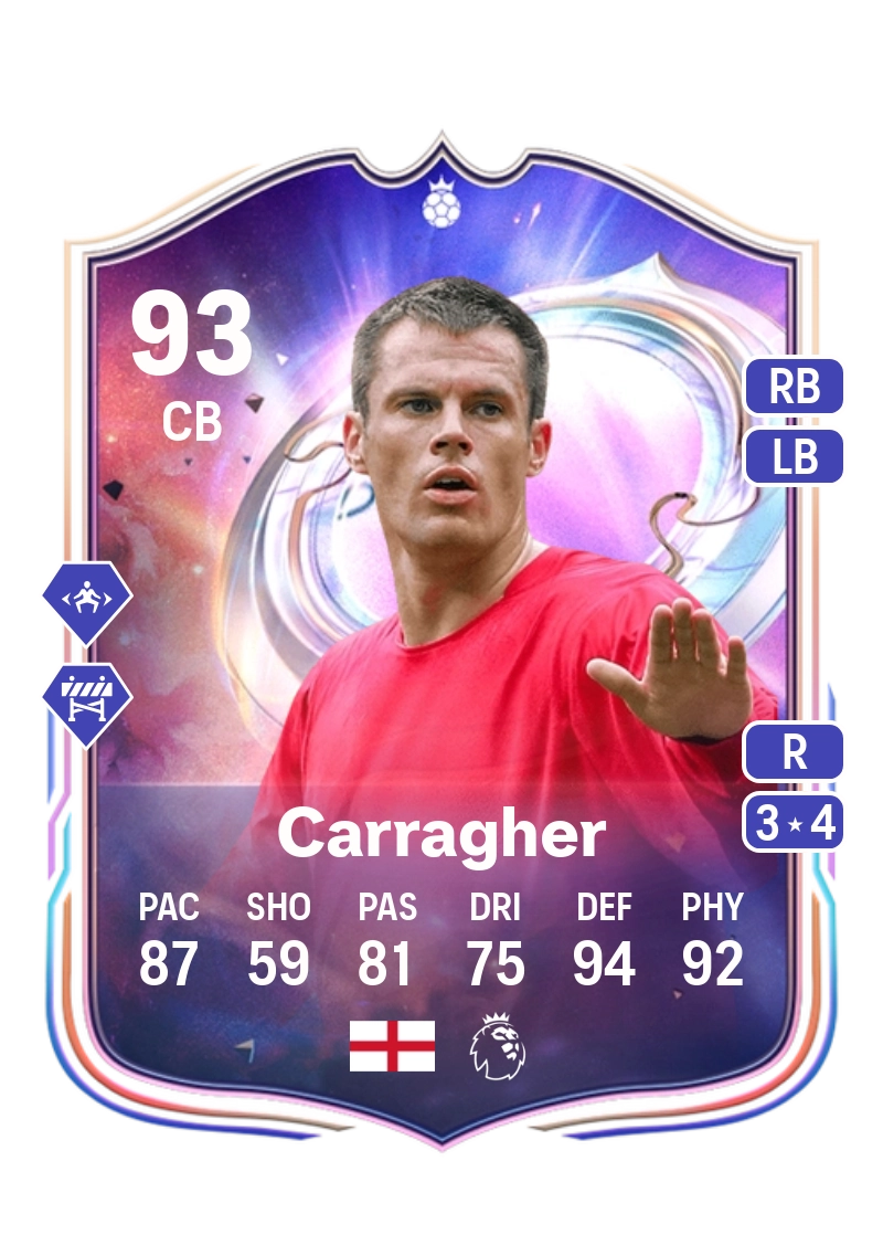 Jamie Carragher Fantasy FC Hero 93 Overall Rating