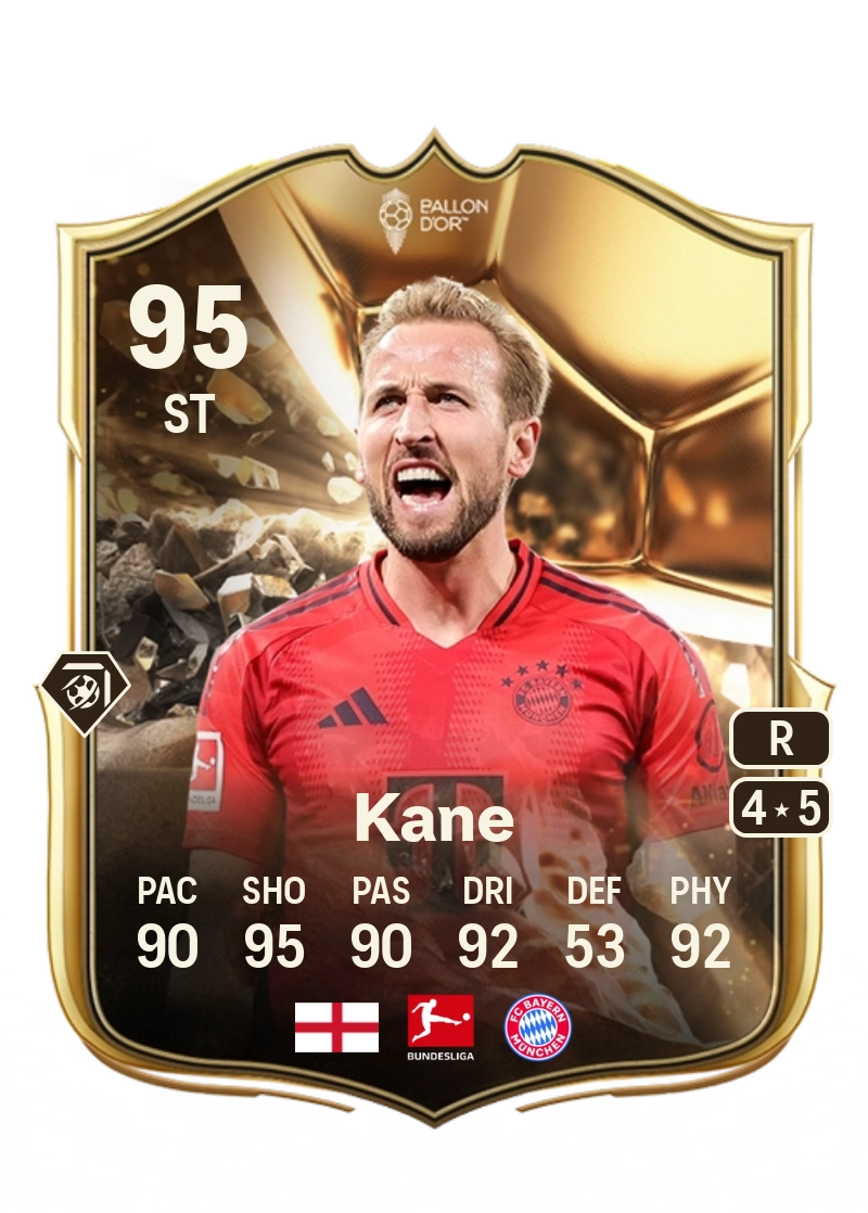 Harry Kane Ballon d'Or 95 Overall Rating