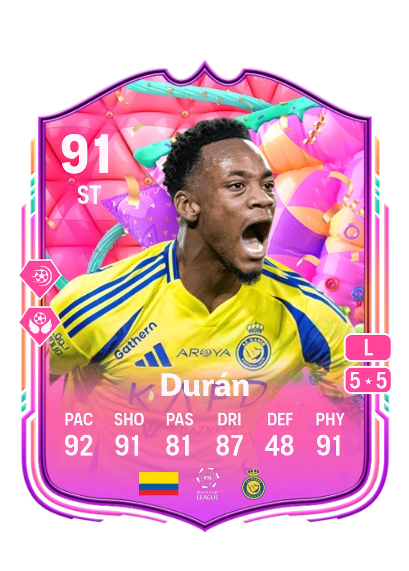 Jhon Durán FUT Birthday 91 Overall Rating