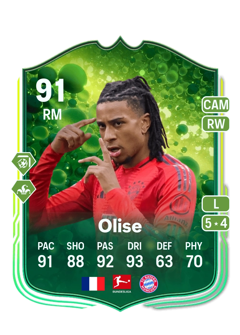 Michael Olise Grassroot Greats 91 Overall Rating