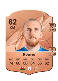 Connor Evans Rare 62 Overall Rating