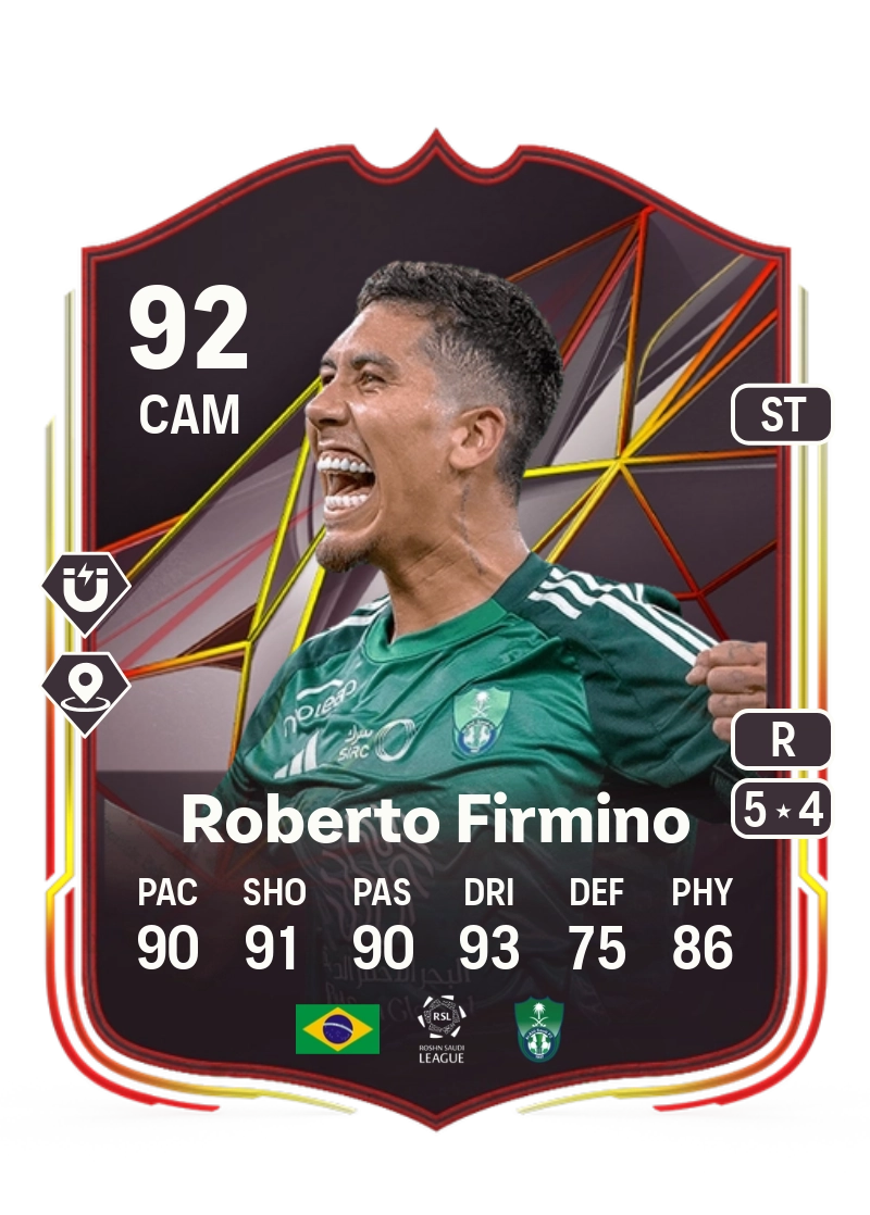 Roberto Firmino World Tour 92 Overall Rating
