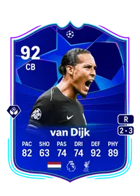 Virgil van Dijk UCL Road to the Knockouts 92 Overall Rating