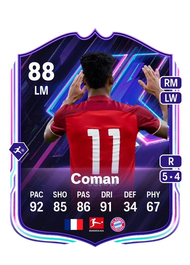 Kingsley Coman Flashback Player 88 Overall Rating
