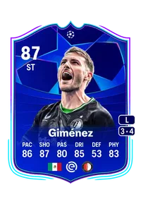 Santiago Giménez UCL Road to the Knockouts 87 Overall Rating