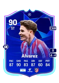 Julián Álvarez UCL Road to the Knockouts 90 Overall Rating