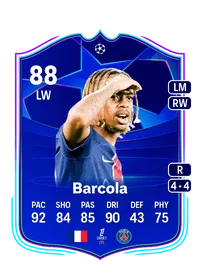 Bradley Barcola UCL Road to the Knockouts 88 Overall Rating