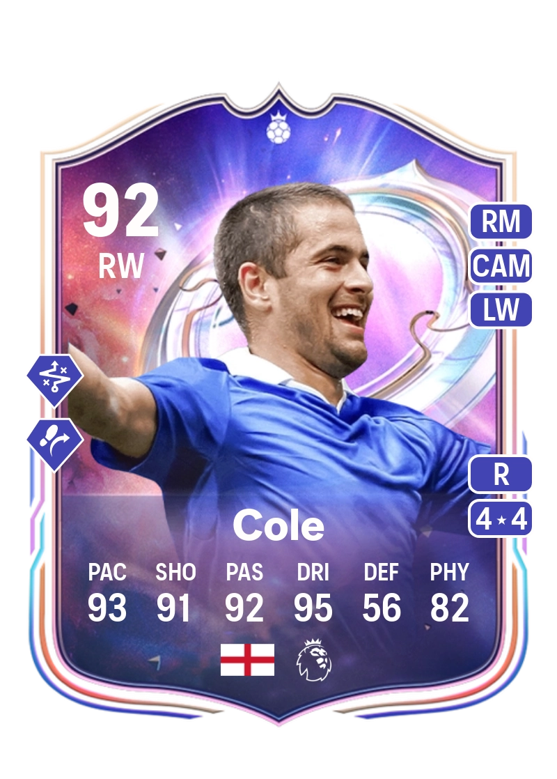 Joe Cole Fantasy FC Hero 92 Overall Rating