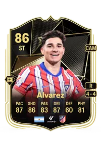 Julián Álvarez Team of the Week 86 Overall Rating