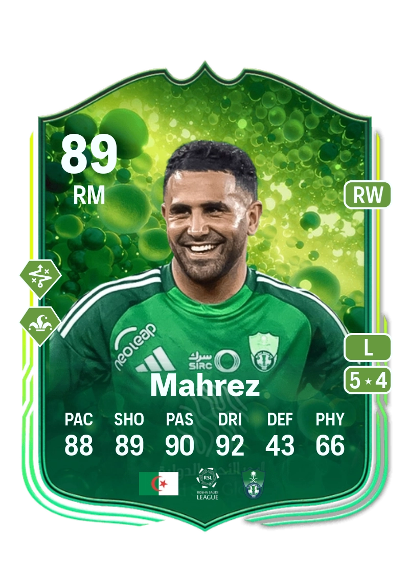 Riyad Mahrez Grassroot Greats 89 Overall Rating