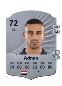 Ali Adnan Rare 72 Overall Rating