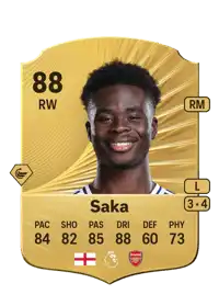 Bukayo Saka Rare 88 Overall Rating