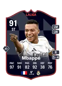 Kylian Mbappé POTM LALIGA EA SPORTS 91 Overall Rating