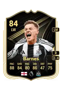 Harvey Barnes Team of the Week 84 Overall Rating
