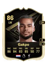 Cody Gakpo Team of the Week 86 Overall Rating