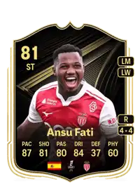 Ansu Fati Team of the Week 81 Overall Rating